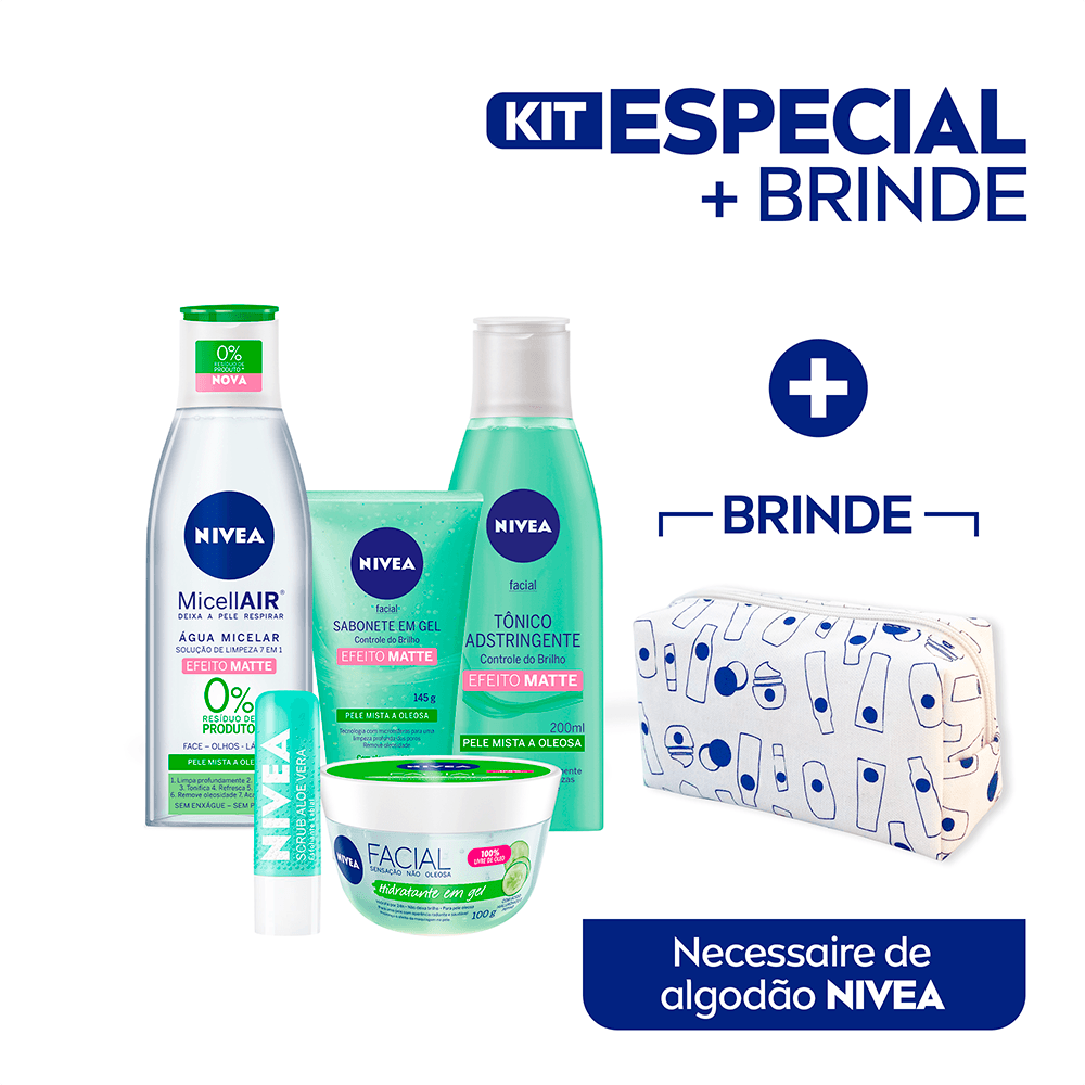 Kit Nivea Skincare Completa Controle do Brilho - Ganhe Necessaire Menor preço em Kit Nivea Skincare Completa Controle do Brilho - Ganhe Necessaire