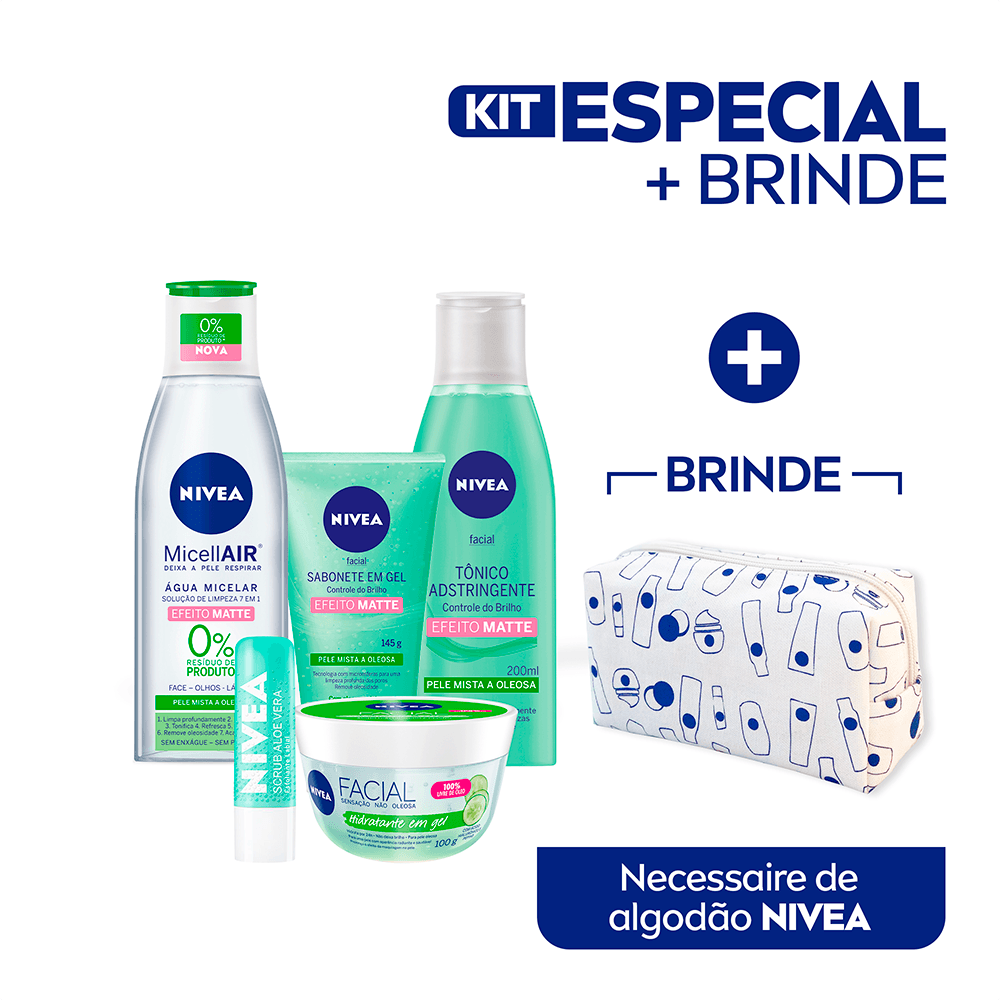 Kit Nivea Skincare Completa Controle do Brilho - Ganhe Necessaire